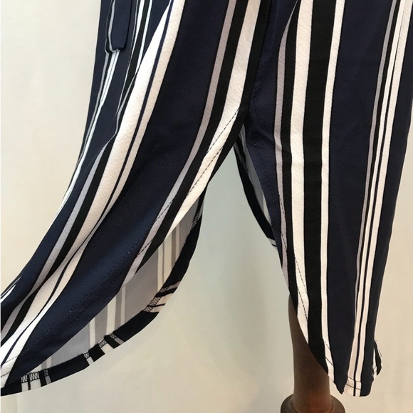 Navy & White Striped Short Sleeve O-Neck Midi - Picture 8 of 8